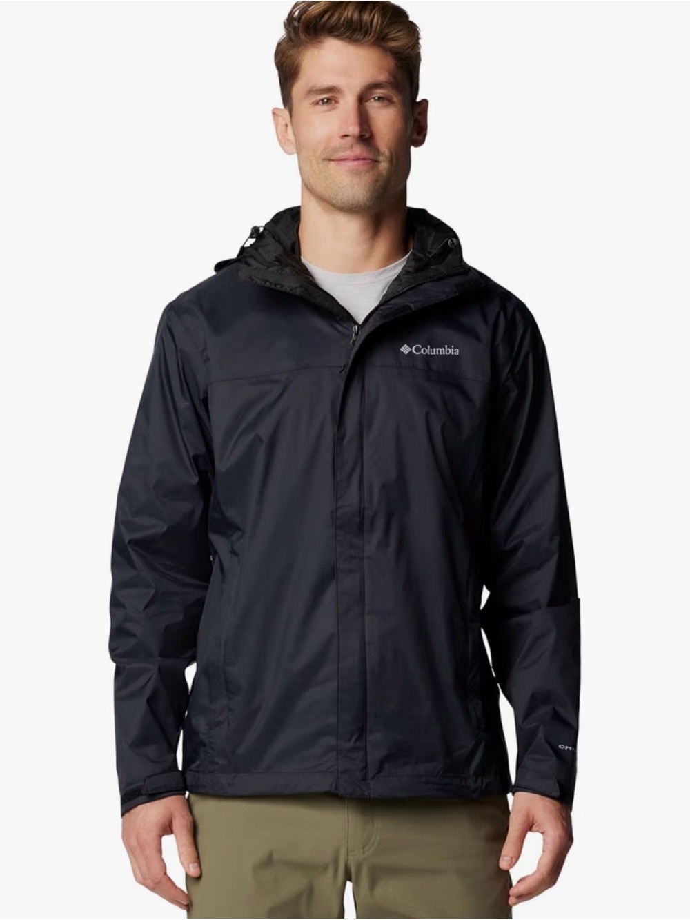 Columbia Men's Black Hooded Rain Jacket